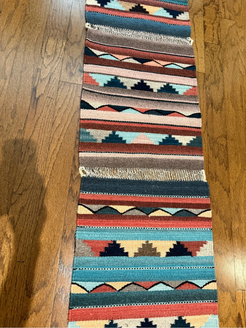 Vintage Southwestern Hand Woven Wool Table Runner Rug 16